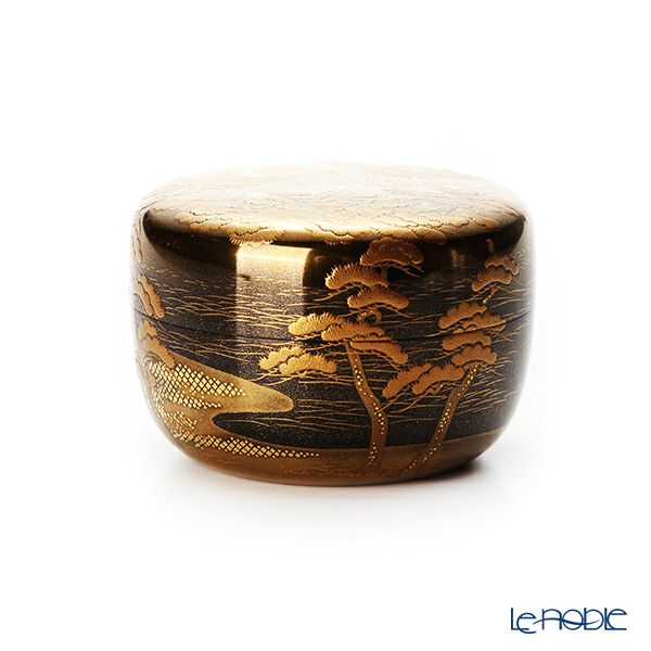 【1点物】【伝統工芸】輪島塗 茶道具 平棗 ひらなつめ 住吉蒔絵 塗師：参州 茶道裏千家15代目家元 鵬雲斎（千玄室）書付