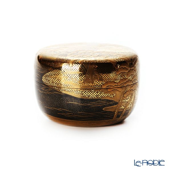 【1点物】【伝統工芸】輪島塗 茶道具 平棗 ひらなつめ 住吉蒔絵 塗師：参州 茶道裏千家15代目家元 鵬雲斎（千玄室）書付