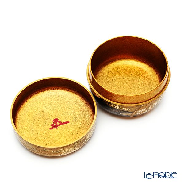 【1点物】【伝統工芸】輪島塗 茶道具 平棗 ひらなつめ 住吉蒔絵 塗師：参州 茶道裏千家15代目家元 鵬雲斎（千玄室）書付