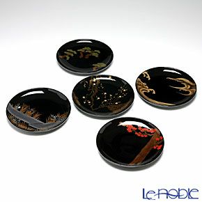 【伝統工芸】輪島塗 琳派絵変り蒔絵 銘々皿 5枚組み