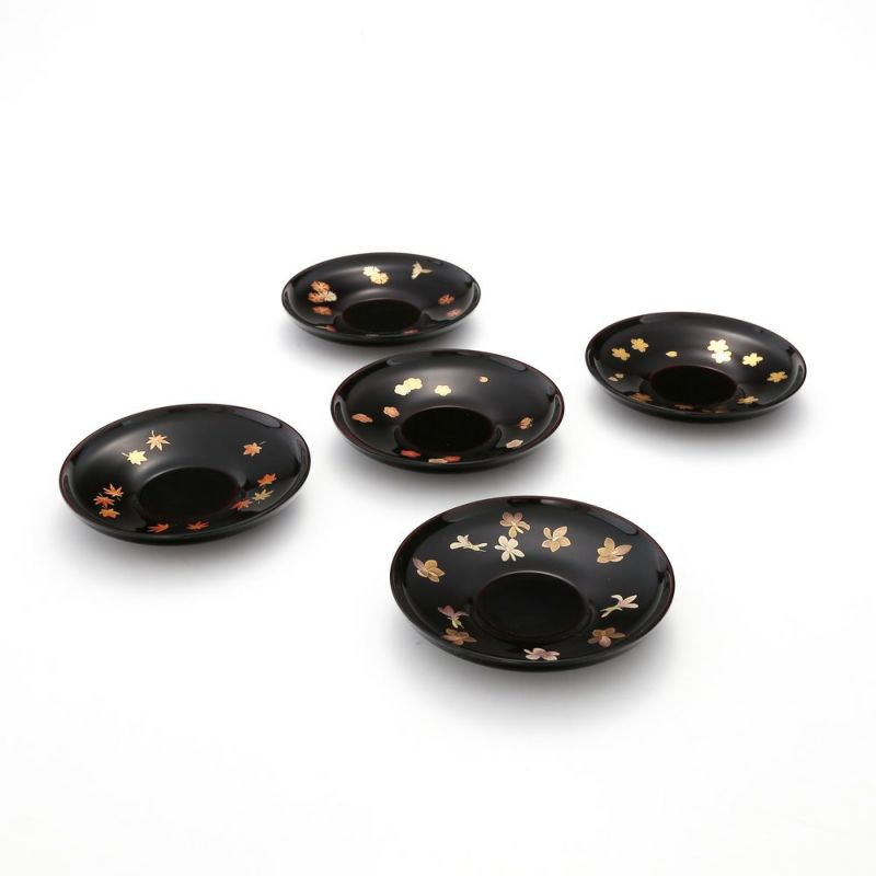 伝統工芸】輪島塗 茶托 5客揃 小花 坂口政昭氏作 | ブランド洋食器専門