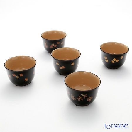 【伝統工芸】輪島塗 湯呑 5客揃小花 坂口政昭氏作