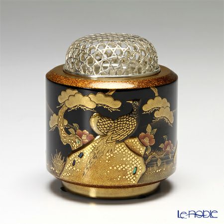 【伝統工芸】輪島塗 香炉 花鳥の図 山下満氏作