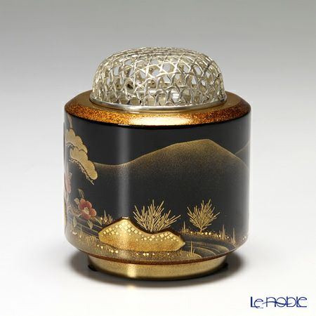 【伝統工芸】輪島塗 香炉 花鳥の図 山下満氏作