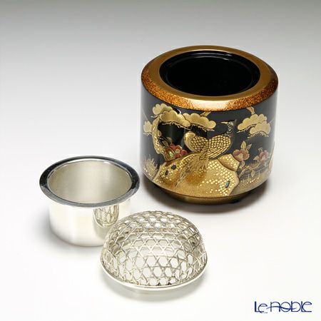 【伝統工芸】輪島塗 香炉 花鳥の図 山下満氏作