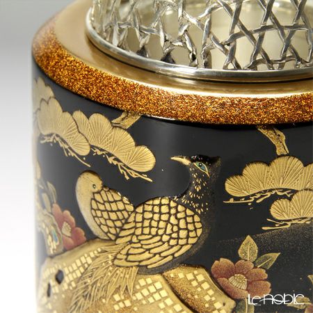 【伝統工芸】輪島塗 香炉 花鳥の図 山下満氏作