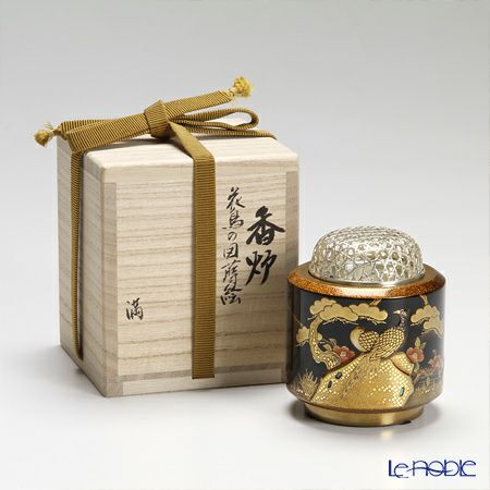 【伝統工芸】輪島塗 香炉 花鳥の図 山下満氏作