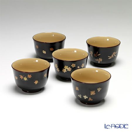 【伝統工芸】輪島塗 湯呑 5客揃小花 坂口政昭氏作