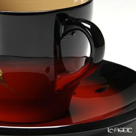 【伝統工芸】輪島塗 コーヒーカップ＆ソーサー＆スプーン 曙桜 坂口政昭氏作