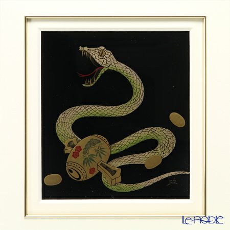 【伝統工芸】輪島塗 漆芸額 干支 巳（へび） 蒔絵師 坂口政昭氏作