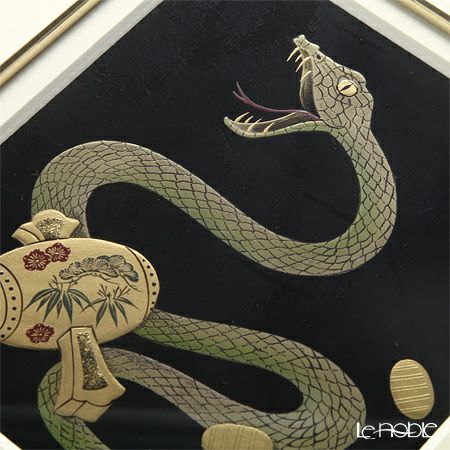 【伝統工芸】輪島塗 漆芸額 干支 巳（へび） 蒔絵師 坂口政昭氏作