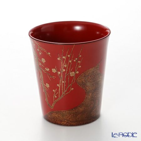 【伝統工芸】輪島塗 フリーカップ 紅白梅 稲舟 赤黒 ペア