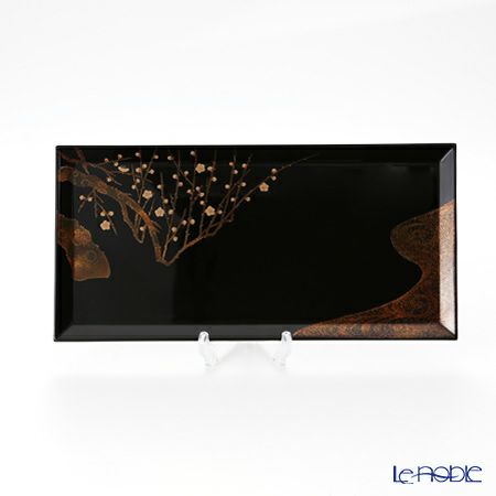 【伝統工芸】輪島塗 点心盆 紅白梅 1組（2枚） 稲舟