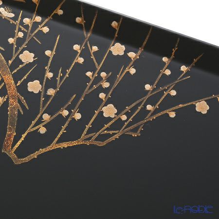 【伝統工芸】輪島塗 点心盆 紅白梅 1組（2枚） 稲舟