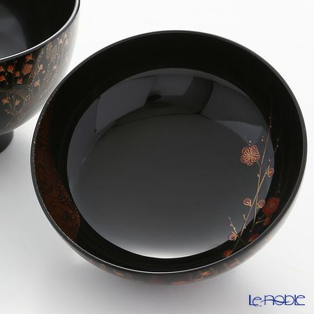 【伝統工芸】輪島塗 夫婦椀 2客揃 紅白梅 浦出稲舟氏作品