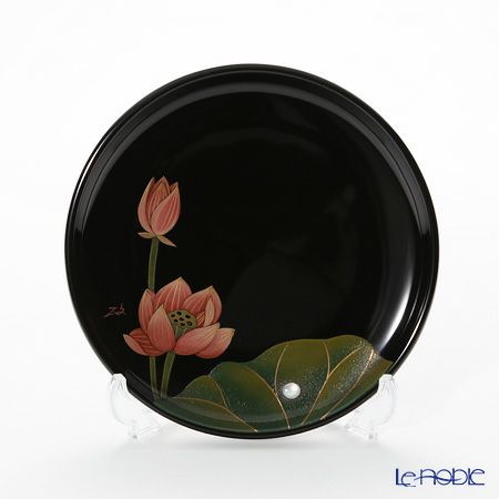 【伝統工芸】輪島塗 蓮 銘々皿 絵変わり 5客揃 坂口政昭氏作