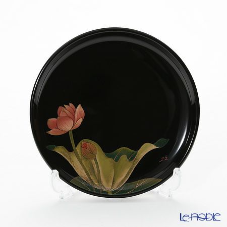 【伝統工芸】輪島塗 蓮 銘々皿 絵変わり 5客揃 坂口政昭氏作