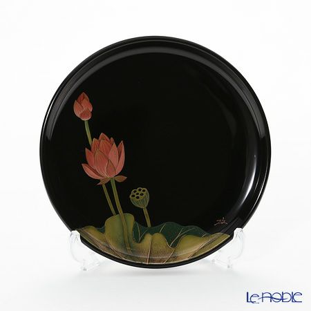 【伝統工芸】輪島塗 蓮 銘々皿 絵変わり 5客揃 坂口政昭氏作