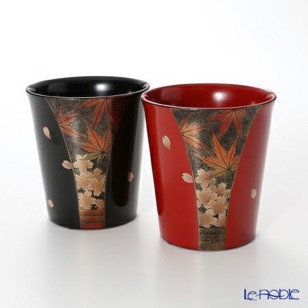 【伝統工芸】輪島塗 フリーカップ 春秋 蒔絵師 坂口政昭氏作 ペア