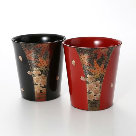 【伝統工芸】輪島塗 フリーカップ 春秋 蒔絵師 坂口政昭氏作 ペア