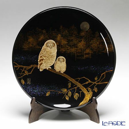 【伝統工芸】輪島塗 飾皿 ふくろう 代田和哉氏作