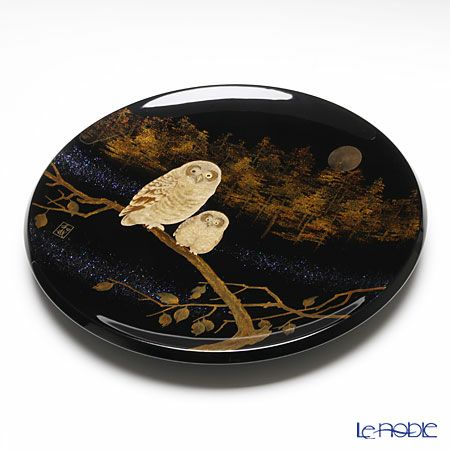 【伝統工芸】輪島塗 飾皿 ふくろう 代田和哉氏作
