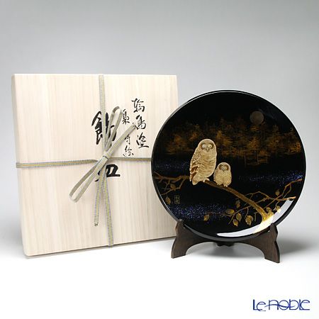 【伝統工芸】輪島塗 飾皿 ふくろう 代田和哉氏作