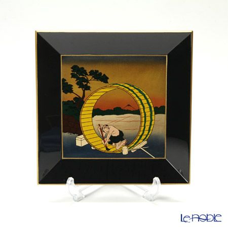 【伝統工芸】輪島塗 四方型銘々皿 富嶽三十六景5枚組 中島和彦氏作品