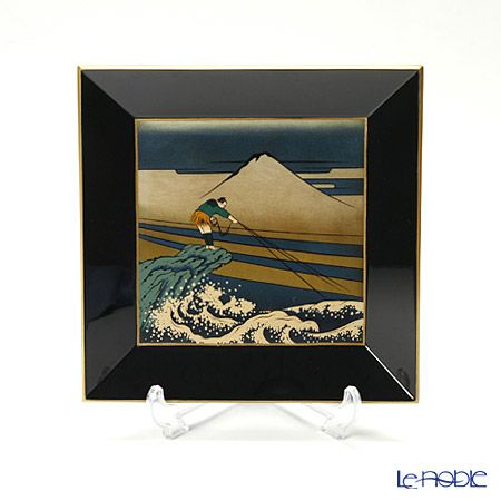 【伝統工芸】輪島塗 四方型銘々皿 富嶽三十六景5枚組 中島和彦氏作品
