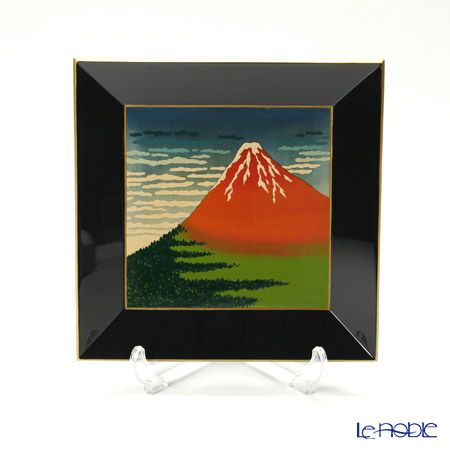 【伝統工芸】輪島塗 四方型銘々皿 富嶽三十六景5枚組 中島和彦氏作品