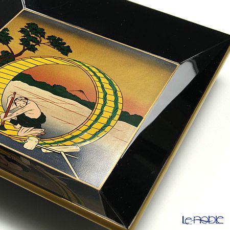 【伝統工芸】輪島塗 四方型銘々皿 富嶽三十六景5枚組 中島和彦氏作品