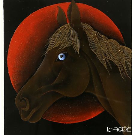 【伝統工芸】輪島塗 漆芸額 干支 午（馬） 蒔絵師 坂口政昭氏作