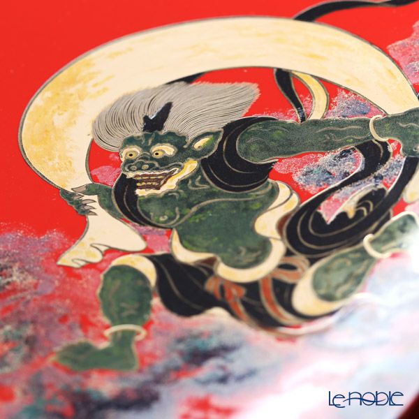 【伝統工芸】輪島塗 飾皿 赤 風神雷神 代田和哉氏作
