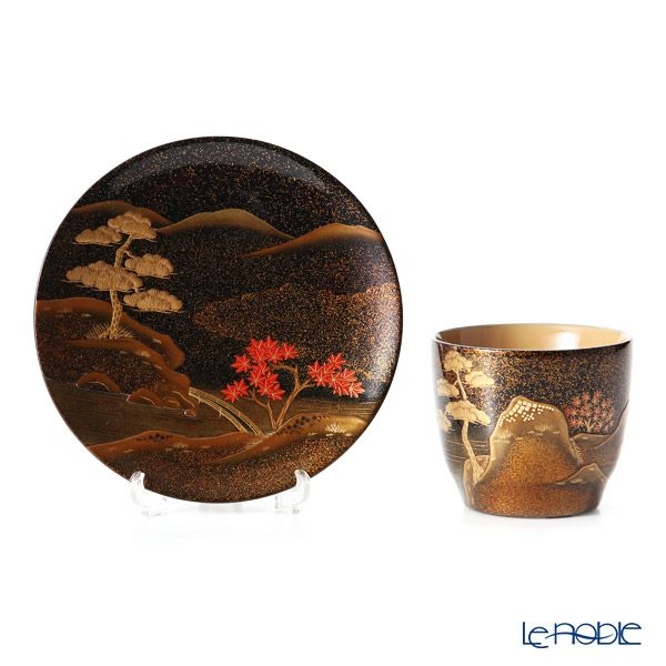【伝統工芸】輪島塗 湯呑揃え 山水 紅葉 松田良輝氏作