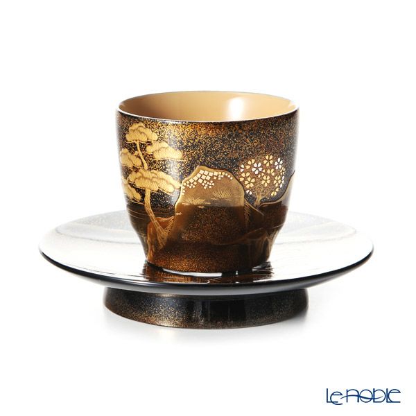 【伝統工芸】輪島塗 湯呑揃え 山水 桜 松田良輝氏作