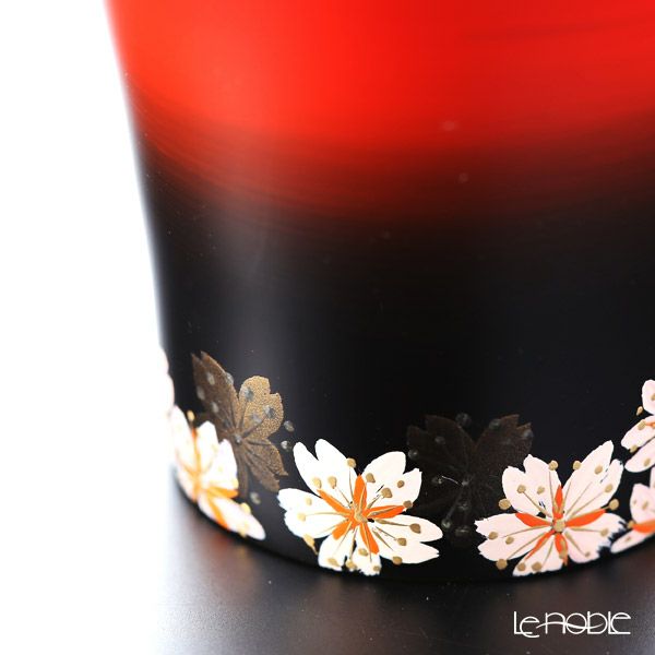 【伝統工芸】輪島塗 ぐい呑 曙塗 桜（足元に桜） 坂口政昭氏作