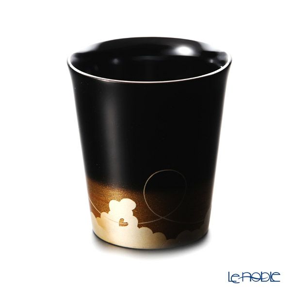 【伝統工芸】輪島塗 フリーカップ 黒ぼかし 飛行機 坂口政昭氏作
