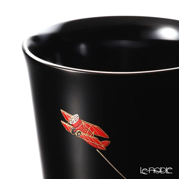 【伝統工芸】輪島塗 フリーカップ 黒ぼかし 飛行機 坂口政昭氏作