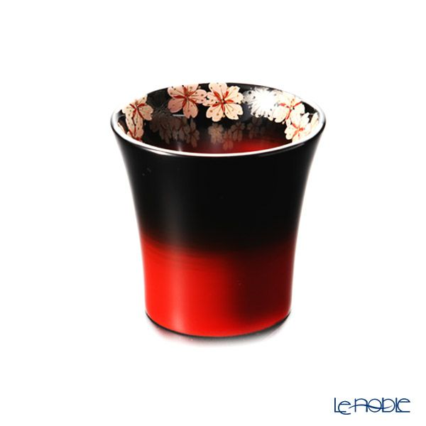 【伝統工芸】輪島塗 ぐい呑 曙塗 桜（口縁に桜） 坂口政昭氏作