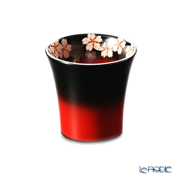 【伝統工芸】輪島塗 ぐい呑 曙塗 桜（口縁に桜） 坂口政昭氏作