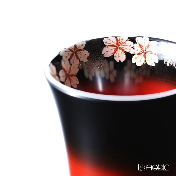【伝統工芸】輪島塗 ぐい呑 曙塗 桜（口縁に桜） 坂口政昭氏作