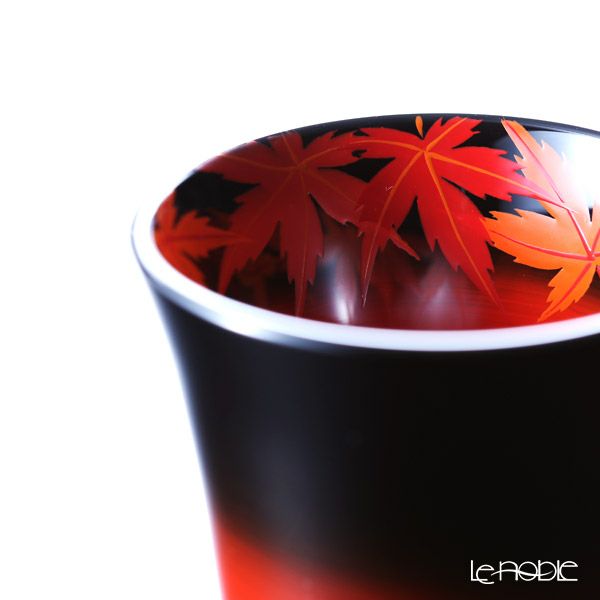 【伝統工芸】輪島塗 ぐい呑 曙塗 紅葉（口縁に紅葉） 坂口政昭氏作