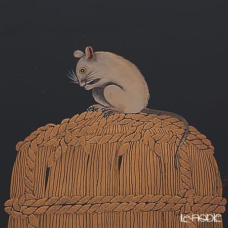 【伝統工芸】輪島塗 漆芸額 干支 子（ねずみ） 蒔絵師 坂口政昭氏作