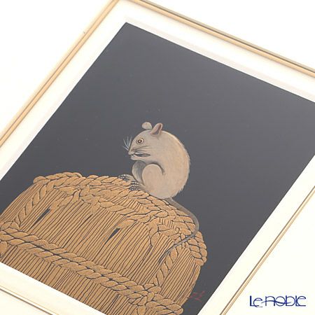 【伝統工芸】輪島塗 漆芸額 干支 子（ねずみ） 蒔絵師 坂口政昭氏作