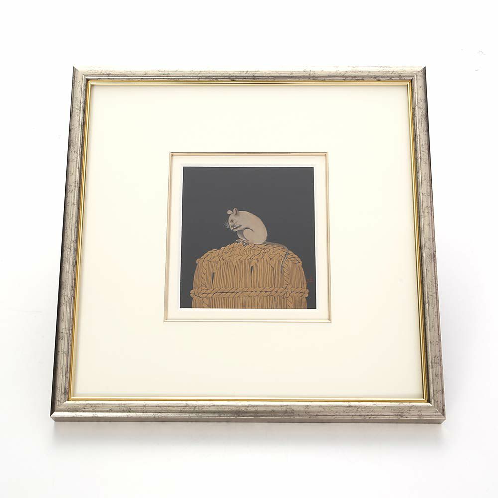 【伝統工芸】輪島塗 漆芸額 干支 子（ねずみ） 蒔絵師 坂口政昭氏作