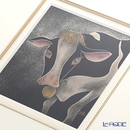 【伝統工芸】輪島塗 漆芸額 干支 丑（牛） 蒔絵師 坂口政昭氏作