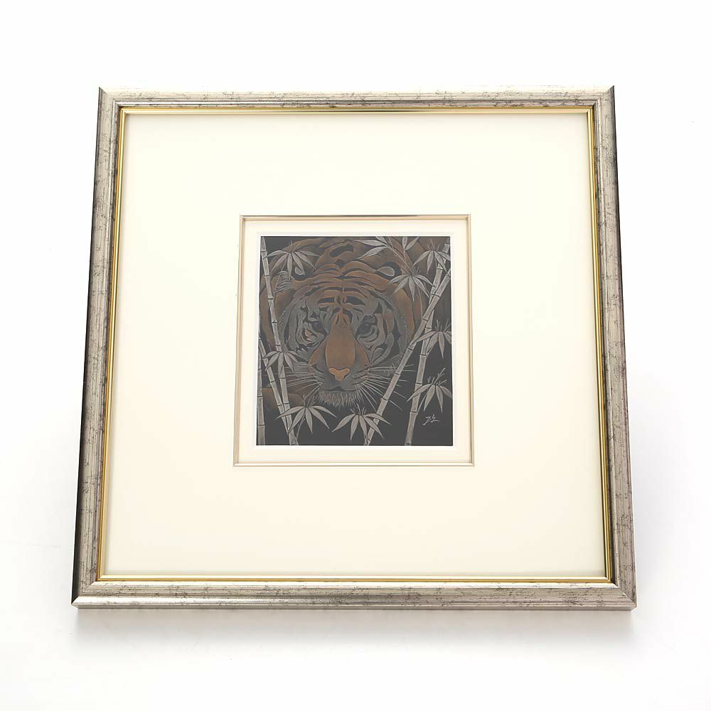 【伝統工芸】輪島塗 漆芸額 干支 寅（虎） 蒔絵師 坂口政昭氏作