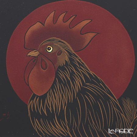 【伝統工芸】輪島塗 漆芸額 干支 酉（鳥） 蒔絵師 坂口政昭氏作