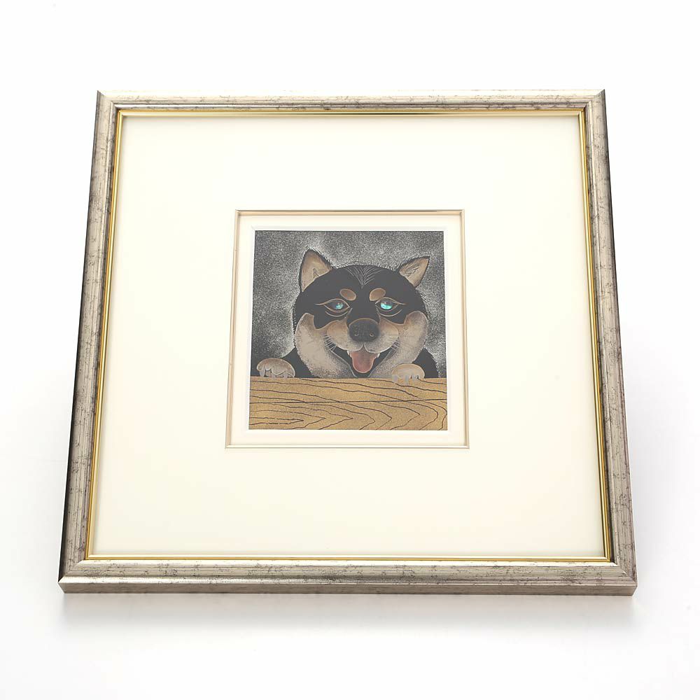 【伝統工芸】輪島塗 漆芸額 干支 戌（犬） 蒔絵師 坂口政昭氏作