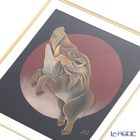 【伝統工芸】輪島塗 漆芸額 干支 亥（いのしし） 蒔絵師 坂口政昭氏作